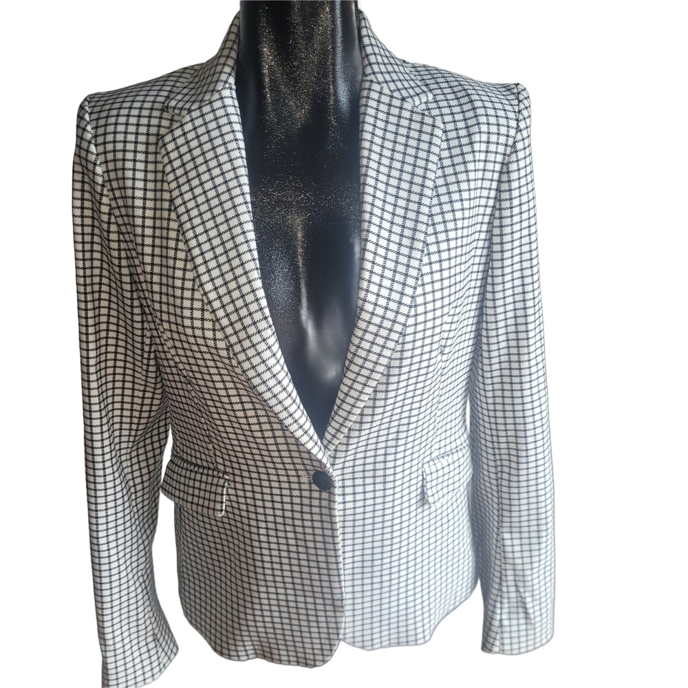 Dalia Black and White Checkered Blazer M